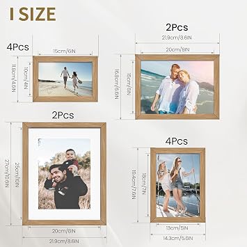 Feihorrm Set of 12 Picture Frames, Oak Photo Frames, Wall & Tabletop
