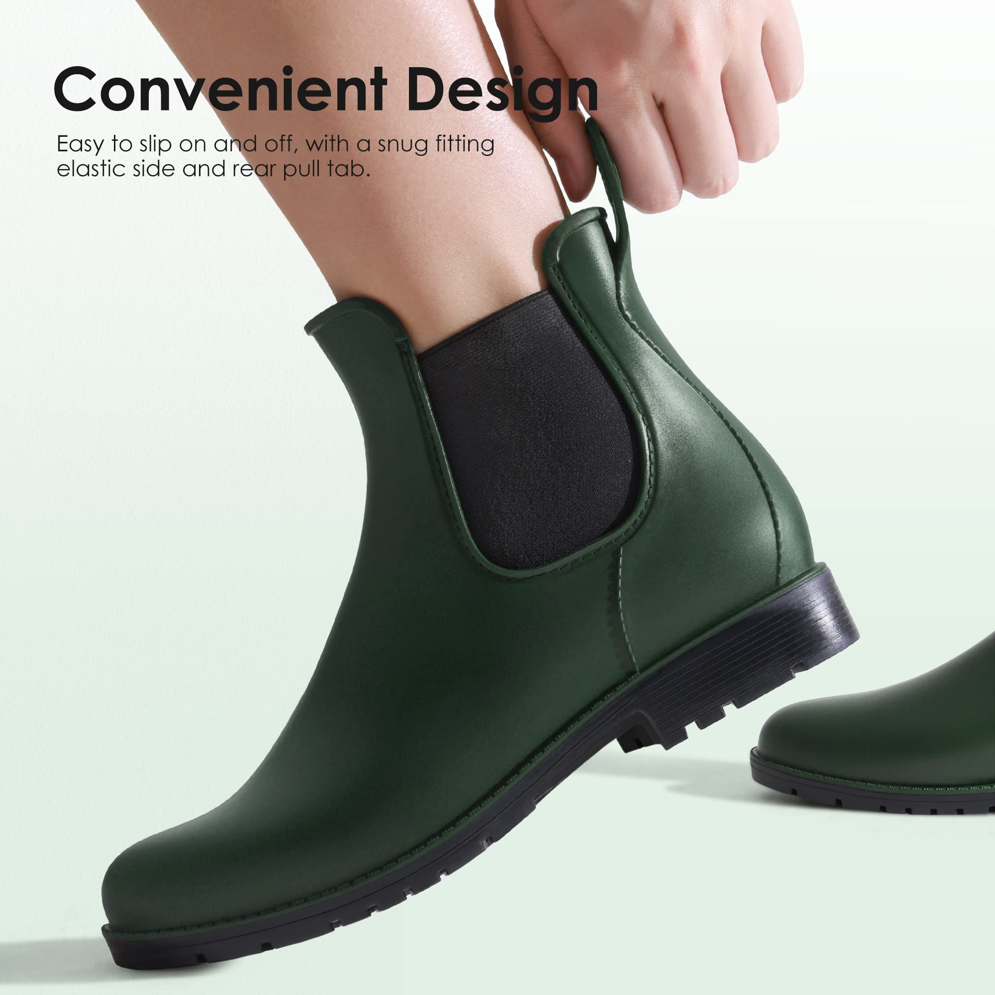 DREAM PAIRS Stivali da Pioggia Donna Chelsea Wellington Rain Boots Impermeabili Stivaletti Elastico Outdoor Ankle Boot