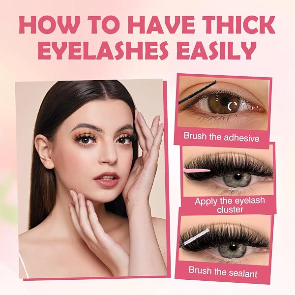VEGCOO 570 Pezzi Ciglia Finte Ciuffetti Kit, 30-40-50-60-80-100D Curl Cluster Lashes, Extension Ciglia Eyelashes Naturali per Ragazze e Donne Principianti - 4