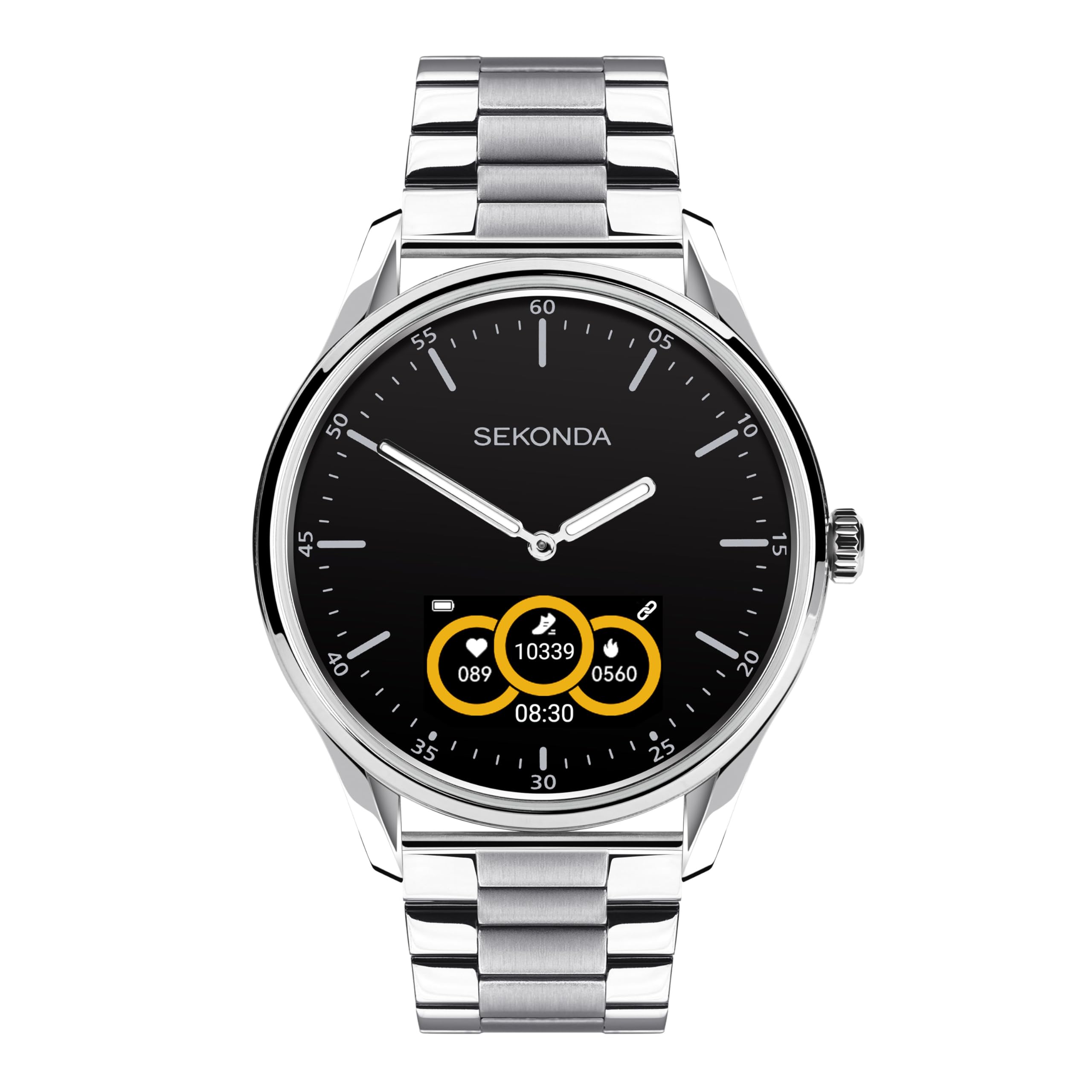 Sekonda SmartWatch híbrido, 45 mm, con correa, negro, 45 mm