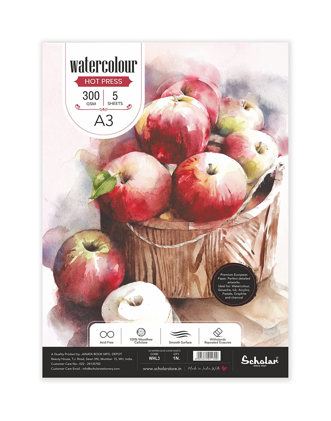 Scholar Watercolour Paper - 300gsm Hot Pressed -5