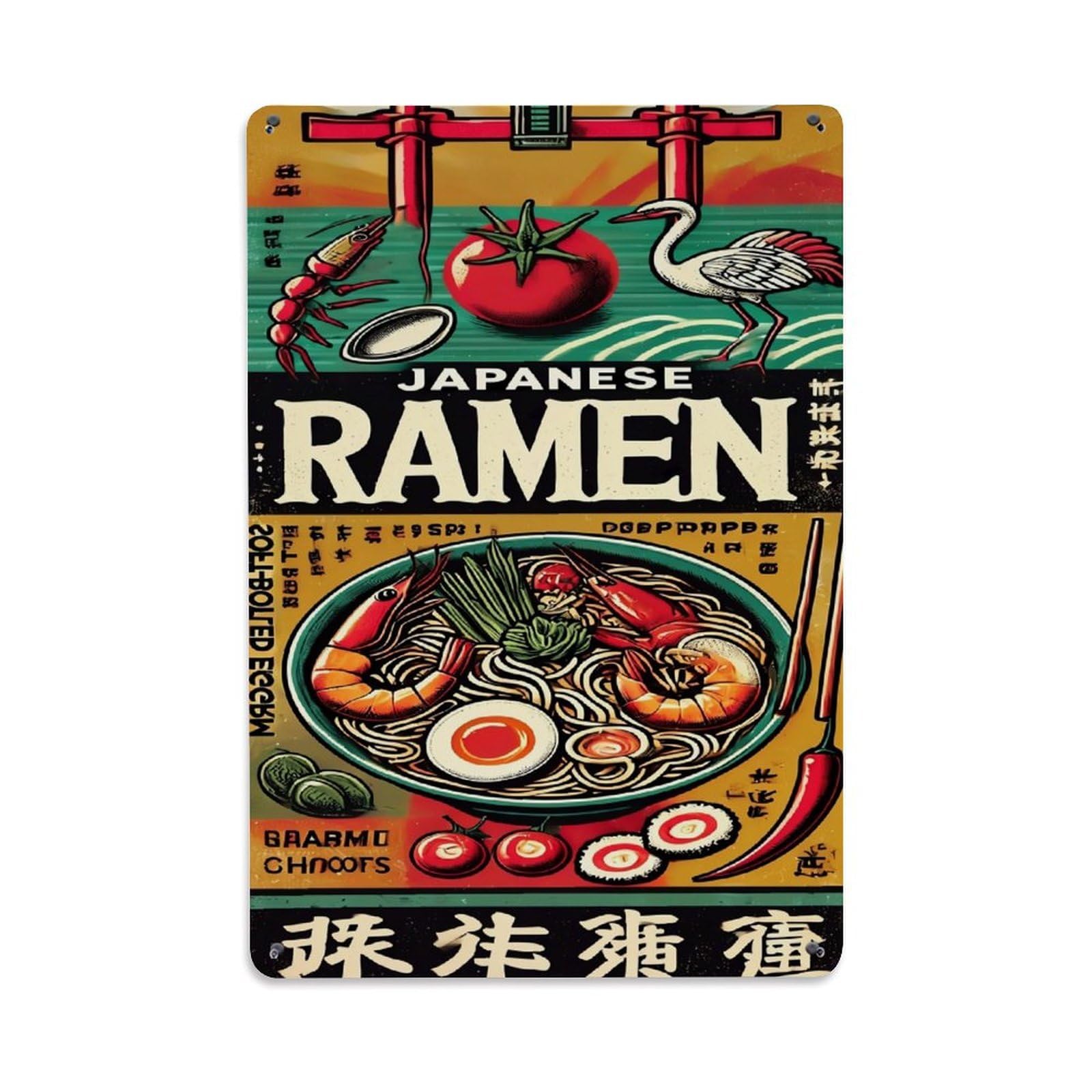 Jdyaojiesheng Vintage Japanese Ramen Bowl Artwork Design Tin Sign Retro Metal Wall Decor Metal Poster, Home Bar Garage Farmhouse Cafe Wall Art Decoration 8X12inches