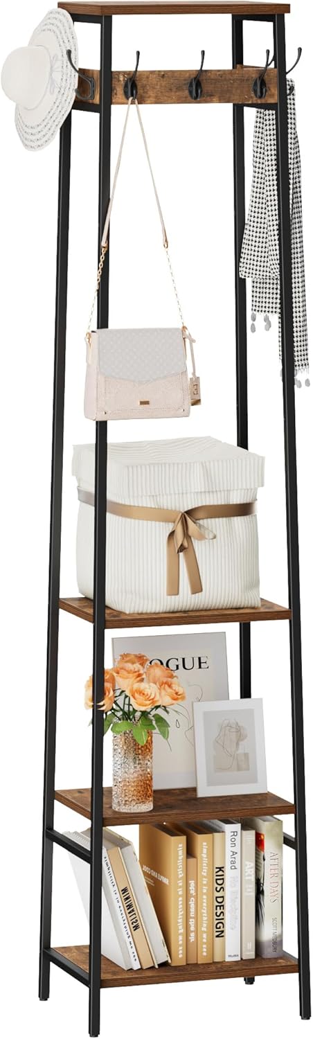 Coat Rack Freestanding with 3 Shelves and 7 Hooks