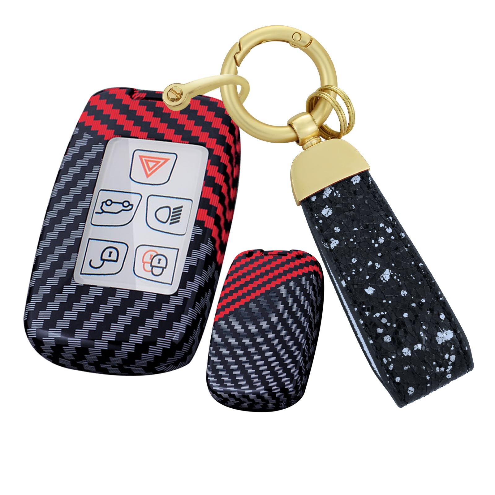 Étui à clé Jaguar XE XF et Range Rover coque de protection 5 boutons noire et rouge - 8