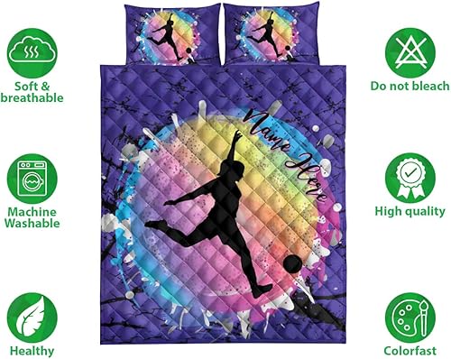 Miniatura 2 de OhaPrints Regalo personalizado de jugador de fútbol en acuarela para hija, manta y fundas de almohada, juego de ropa de cama y funda de almohada,