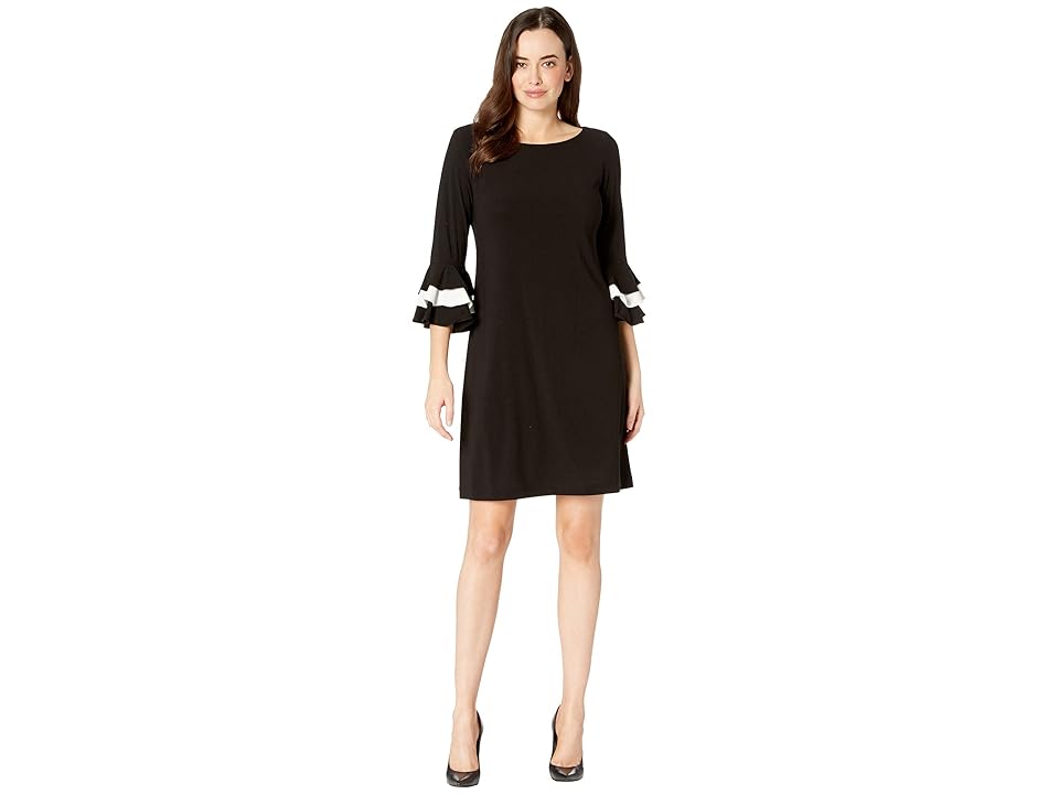 

Gabby Skye Ruffle Sleeve Dress (Black/Ivory) Women's Dress