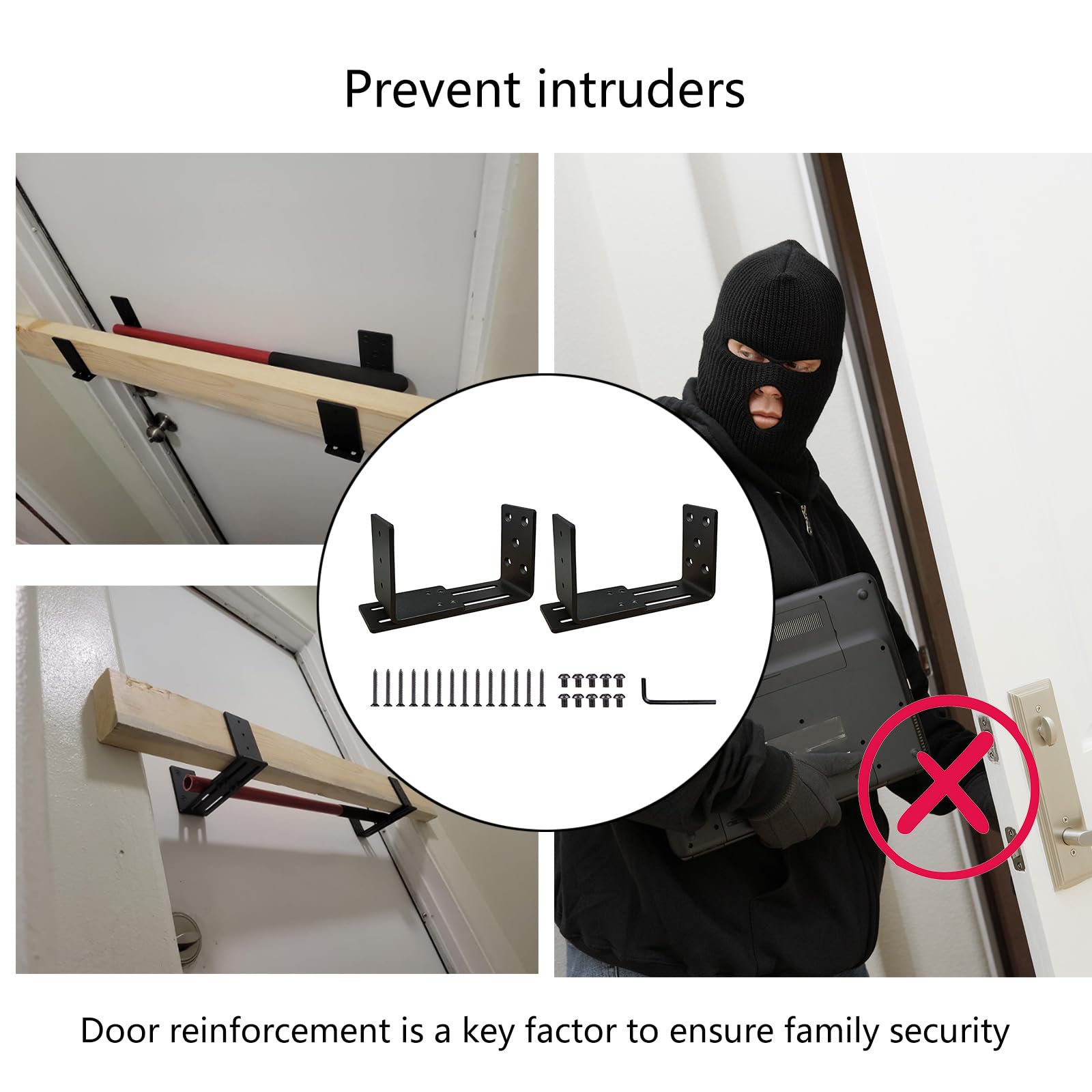 En acier robuste pour barrière de porte, de sécurité pour porte, parfait pour le garage, le sous-sol et le hangar de grange