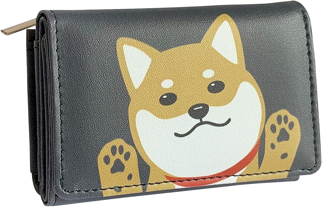 大西賢製販 Ken Onishi Abeille Mini Wallet, Trifold, Shiba Inu, Gray, Dog APA-1607, Size: Approx. W3.8 x D2.5 H7