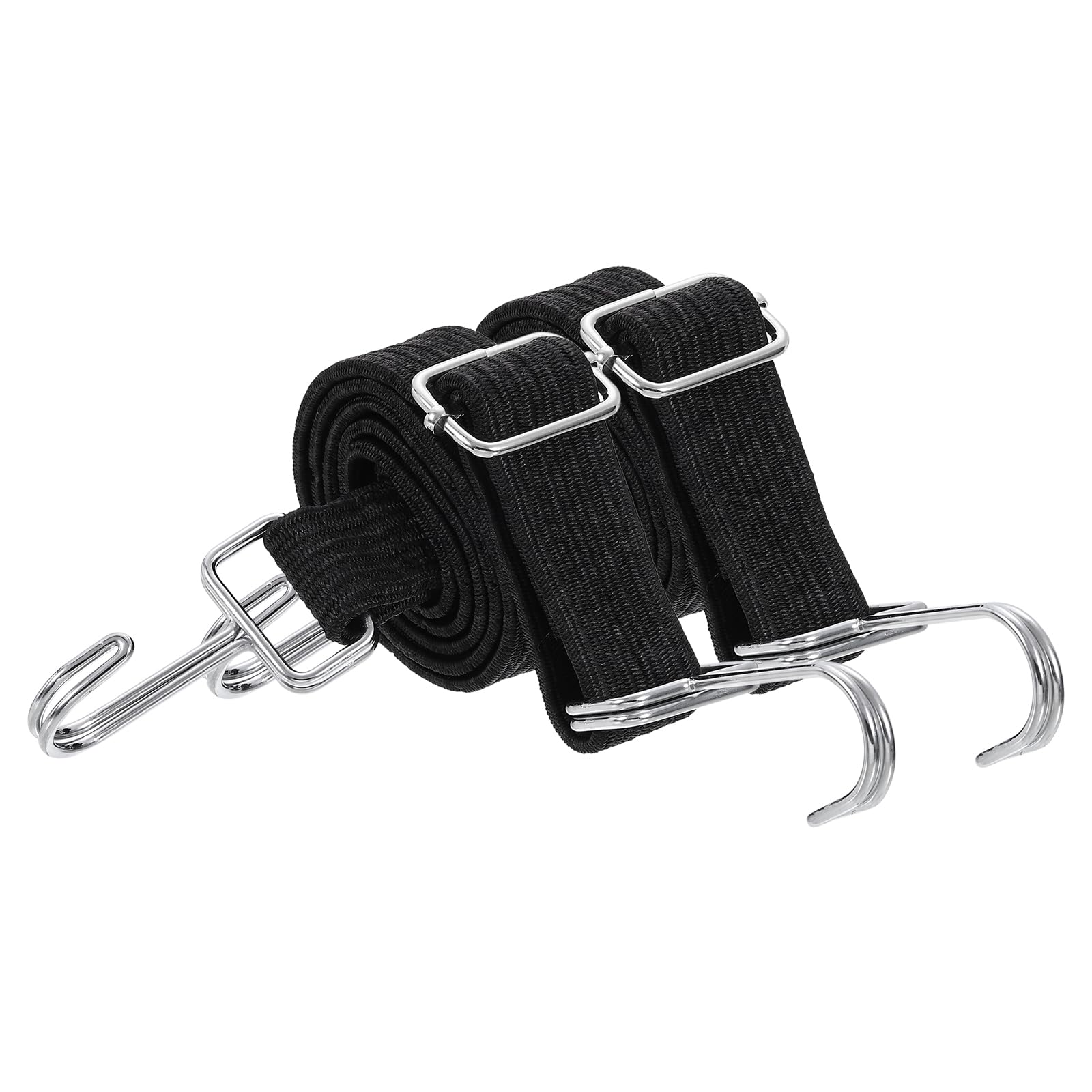 uxcell 2Pcs Adjustable Bungee Cords with Hooks, 39 Inch Flat Heavy Duty Elasticity Straps Rubber Bungee Cords with Buckle for Outdoor, Camping, Tarp, Bike Rack, Luggage, Black