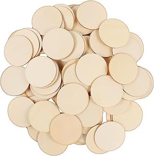 NUOBESTY Wood Slices, 200pcs Blank Wooden Pieces Round Wooden Discs Natural Chip Unfinished Wood Pieces DIY Unpainted Circles for Handmade Making Crafts