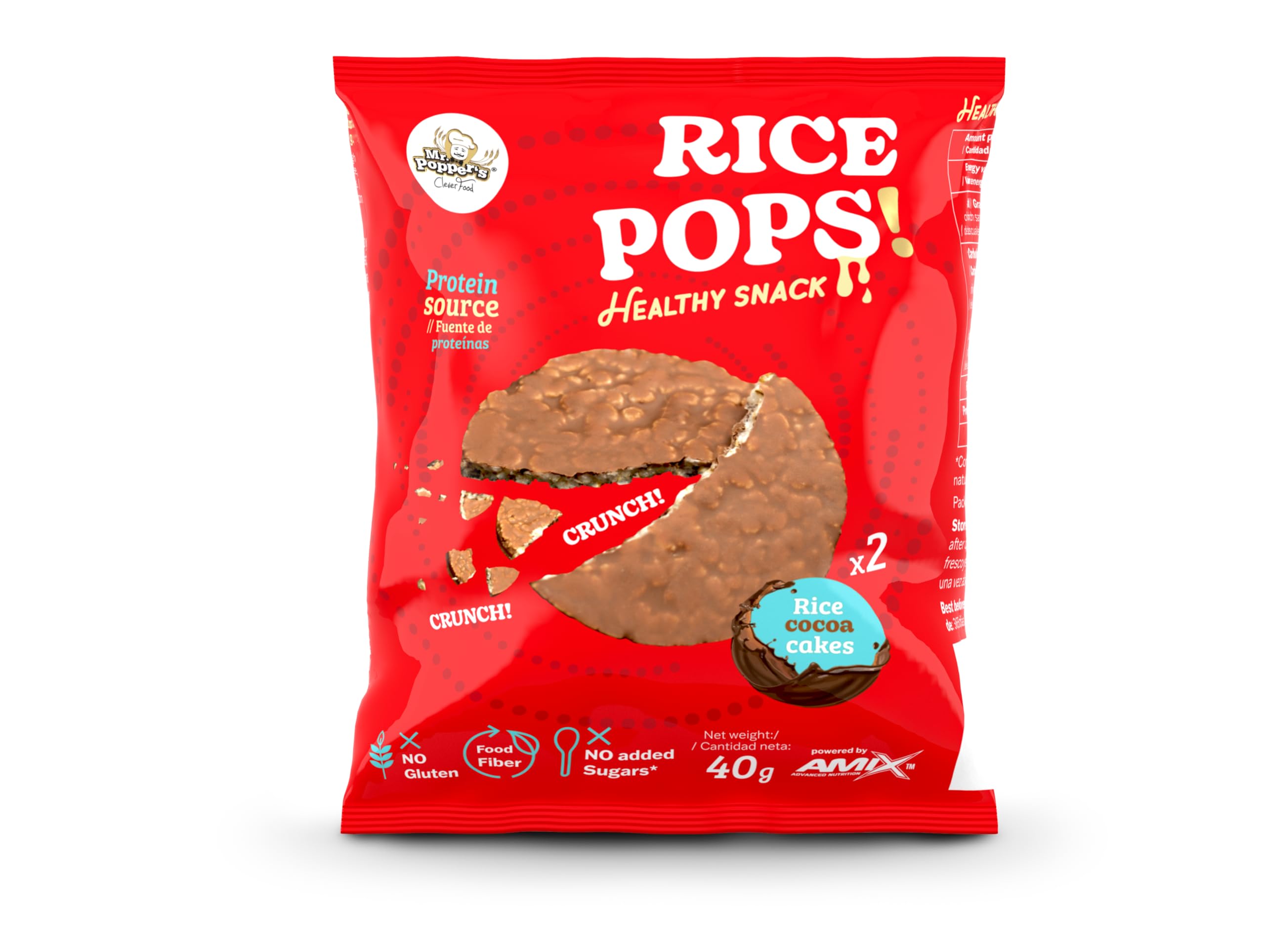 Mr. Popper’s® Rice Pops caja 12 * 40 g – Tortita de arroz crujiente con cobertura sabor yogurt, alta en proteína y rica en fibra, sin gluten