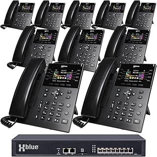 XBLUE QB2 System Bundle with 10 IP8g IP Phones Including Auto Attendant, Voicemail, Cell & Remote Phone Extensions & Call Recording