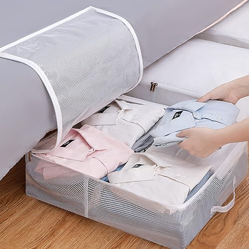 Miniatura 3 de Paquete de 2 contenedores de almacenamiento para debajo de la cama, bolsas de PVC plegables de gran capacidad con cremallera fuerte, 3 asas