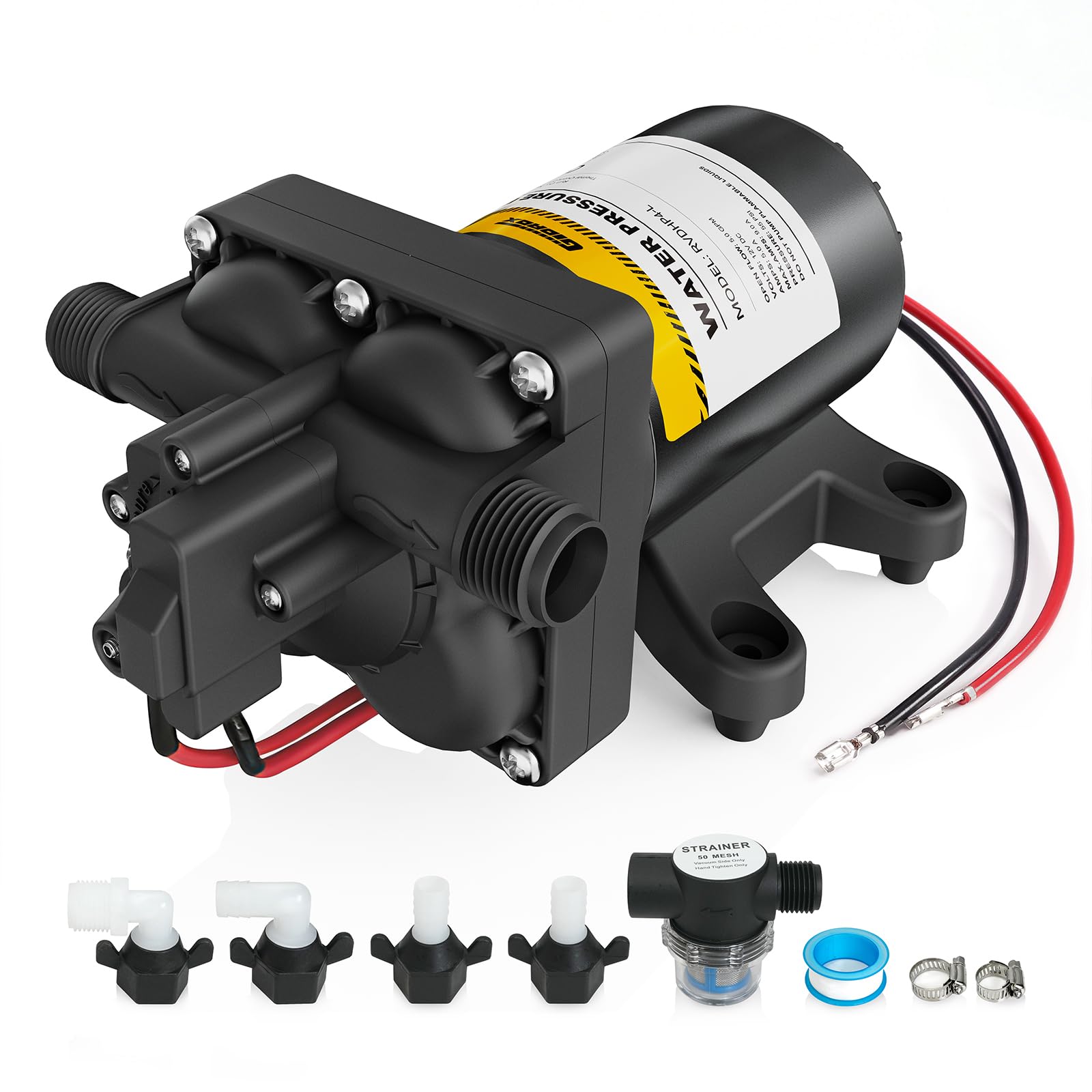 Photo 1 of Gidrox 12V RV Water Pump, 5.0 GPM 55 PSI Diaphragm Pump, 12Volt Quiet Fresh Water Pump with Pressure Switch, Self Priming Pressure Pumps for RV Camper Boat Marine Food Truck