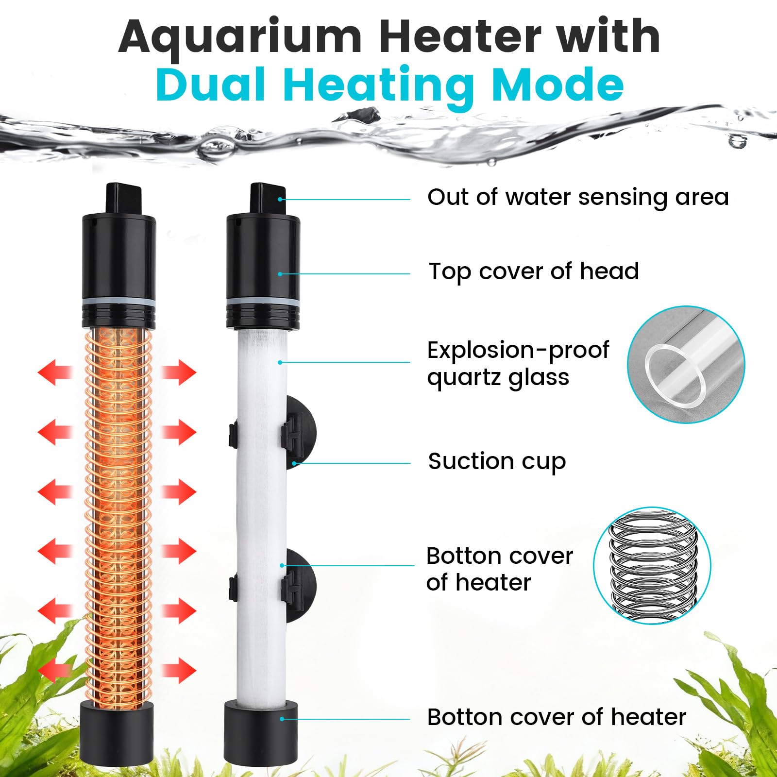 hygger Mini chauffage submersible pour aquarium 300 W