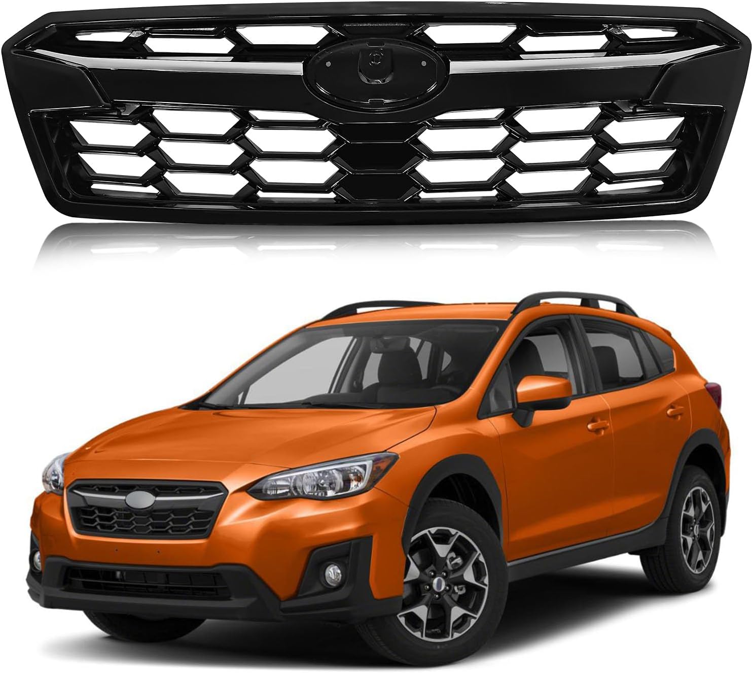 Center Front Bumper Grille Compatible With 2021-2023 Subaru Crosstrek - Dark Gray, Direct Replacement