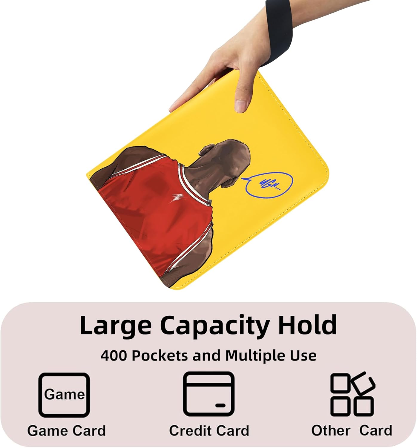Basketball Sports Card Binder 4-Pocket: Portable Zipper Trading Cards Holder - Waterproof 400 Cards Ablum with 50 Removable Sleeves for basketball cards 2024-2025