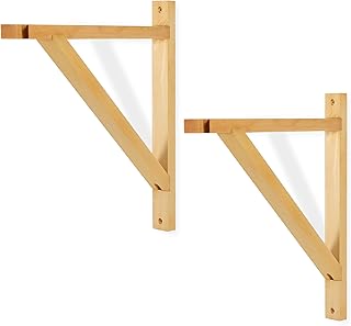 Rustic State Palma Wall Mount Wood Triangle Sconce Bracket for Plug in Hanging Pendant Light Lamp Cord Kit Fixture - DIY Shelf Project Decoration - Decorative Plant Hanger - Natural - Set of 2
