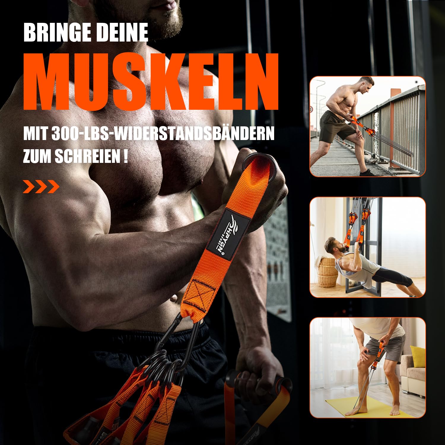 HPYGN 300lbs Resistance Bands Widerstandsbänder, Fitnessbänder Expander Tube Bands, Widerstandsbänder Set mit Griffen Knöchelriemen und Türanker Tragbarer Rucksack, für Indoor Home Gym und Outdoor