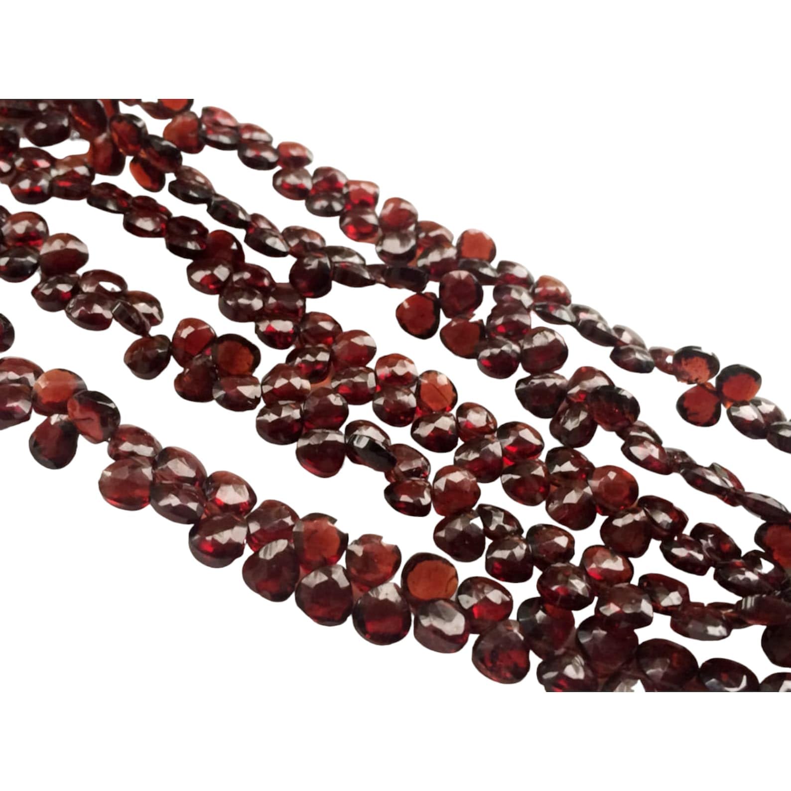 Perles de grenat de 5,5 mm briolette cœur facetté Mozambique pour bijoux DIY 4 pouces