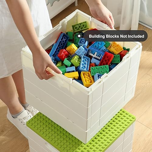Miniatura 5 de SHIMOYAMA Caja de almacenamiento plegable duplo paquete de 2 contenedores de almacenamiento de 25 litros con tapa de construcción organizador