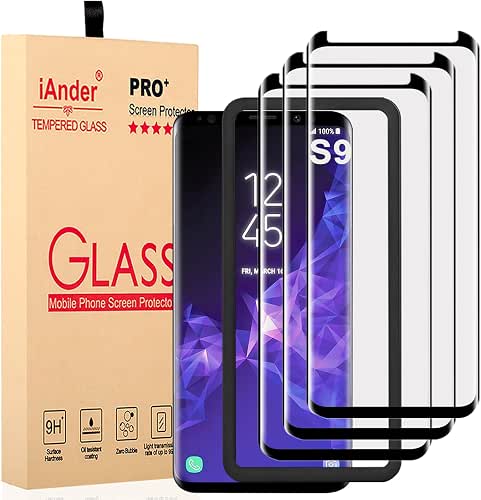 [3-PACK Galaxy S9 Screen Protector Glass [Easy Installation Tray], 3D