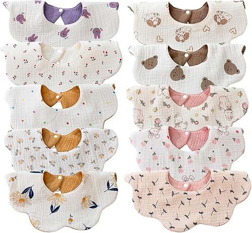 Miniatura 7 de EllieHouse Baberos para bebés para niñas y niños, paquete de 10 baberos de muselina de algodón para bebés y niños pequeños