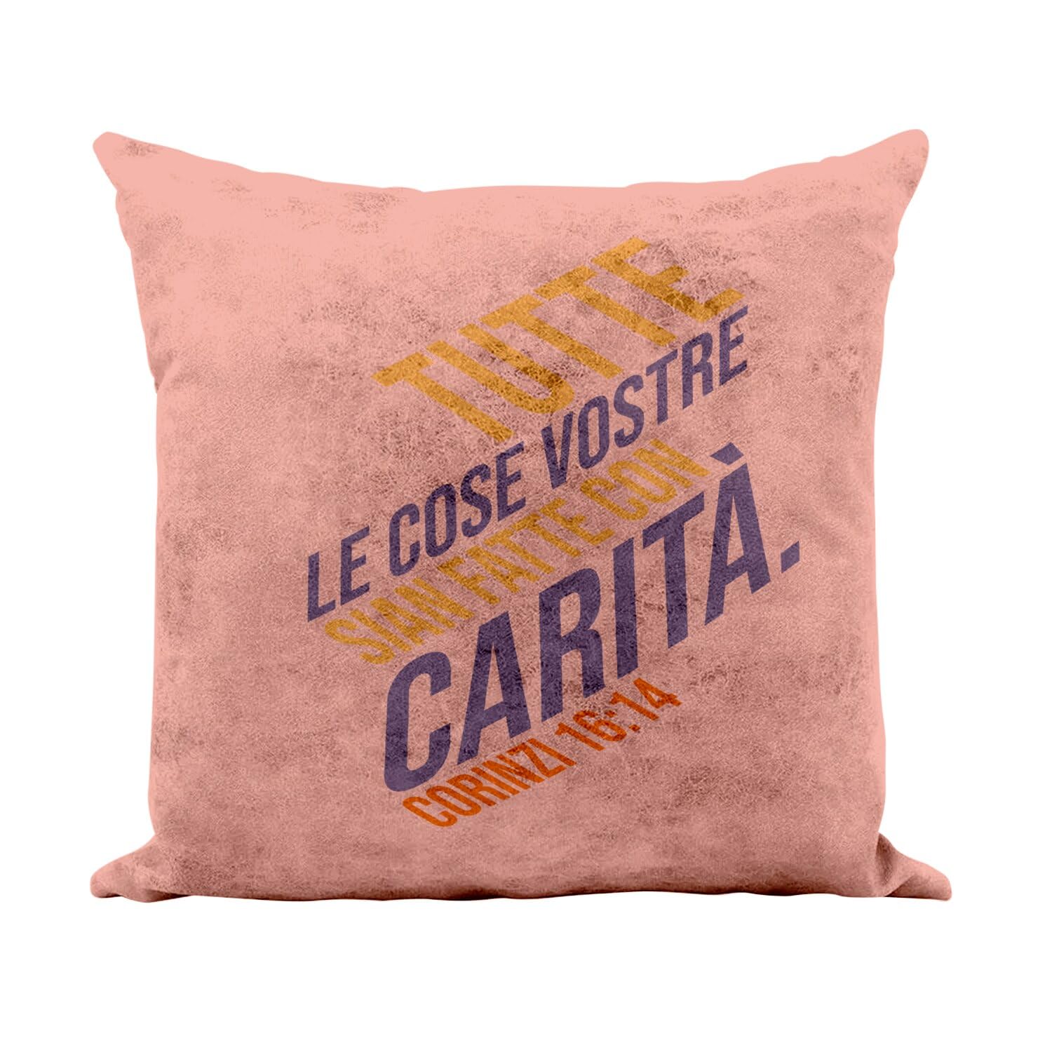 Coussin Corinzi 16:14 en Similicuir Rose 40x40 cm