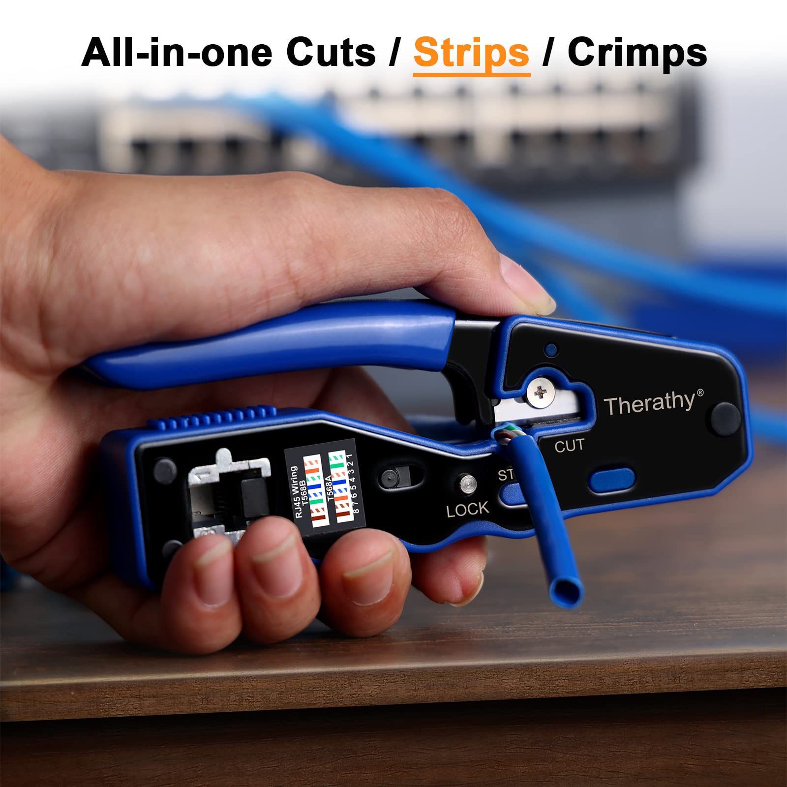 Kit de crimpado RJ45 para pasar a través de Ethernet RJ45, kit de herramientas de crimpado Cat5e Cat6