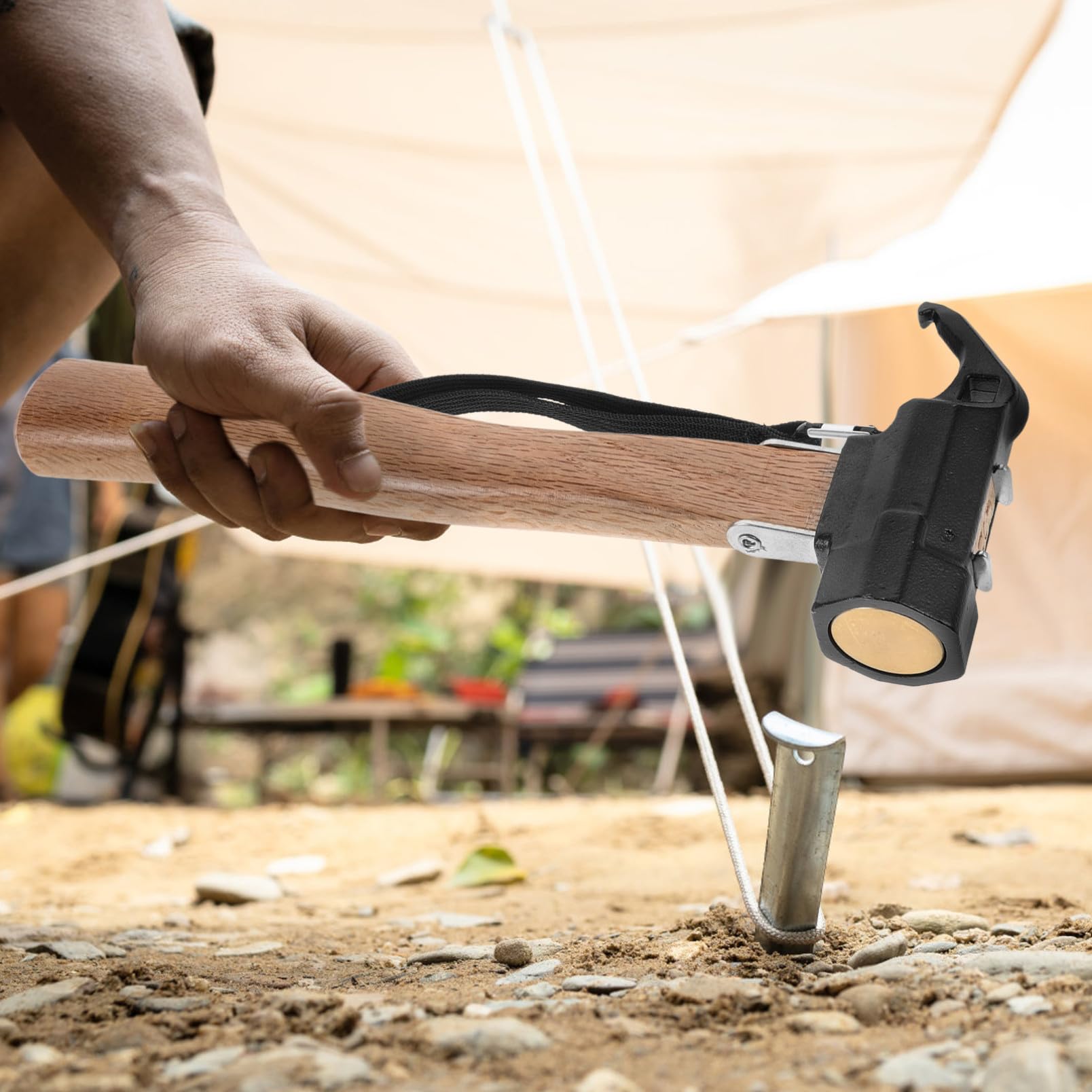 Alipis Martello da Campeggio per Picchetti Estrattore Chiodi in Metallo Resistente, Leggero e Compatto, Accessorio per Tende e Attrezzatura Outdoor, per Escursionismo e Campeggio