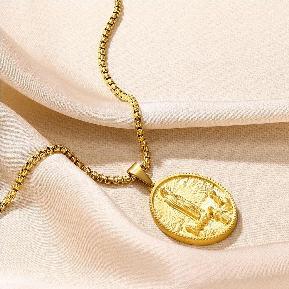 DYFUHO Médaille Vierge Marie Cadena Virgen De Mary Salut Évangélisation Collier,Collier Médaillon Miraculeux