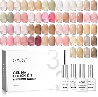 Jelly Gel Nail Polish Kit, 33Pcs Sheer Pink Gel Polish Set with Glossy & Matte Top Coat and Base Coat for Nail Art DIY at Home, Mint Jelly