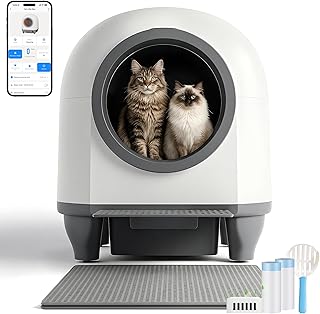 Devoko katzenklo selbstreinigend, 90L selbstreinigende katzentoilette mit niedrigem Einstieg/großem Raum/Geruchsentferner, APP-gesteuerte katzenklo mit Sicherheitssensor inklusive Katzenmatte.