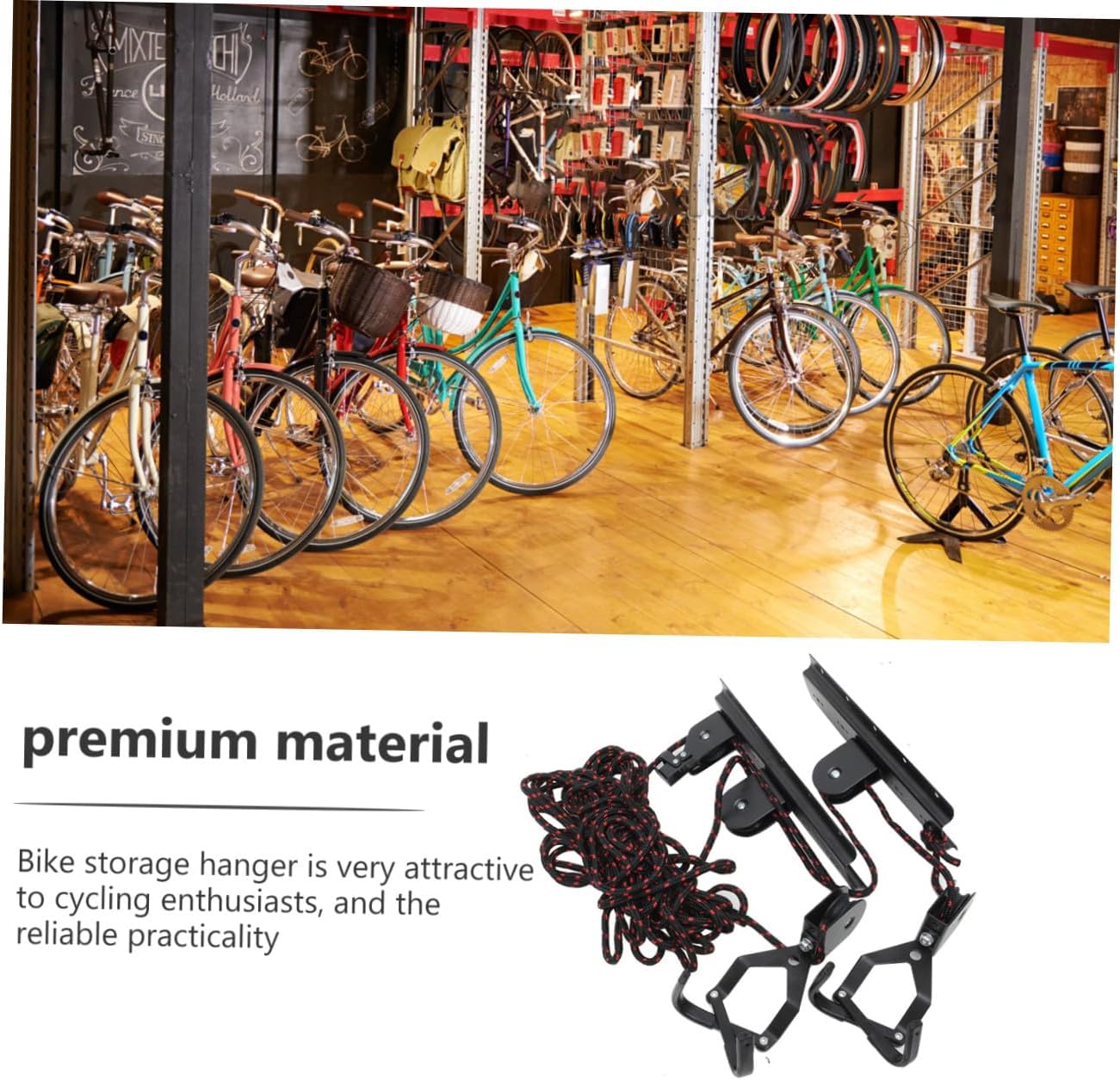 Heavy Duty Ceiling Mount Bike Rack Bicycle Hanger Indoor Garage Bike Storage Rack with Wall Mount Hooks Random Color