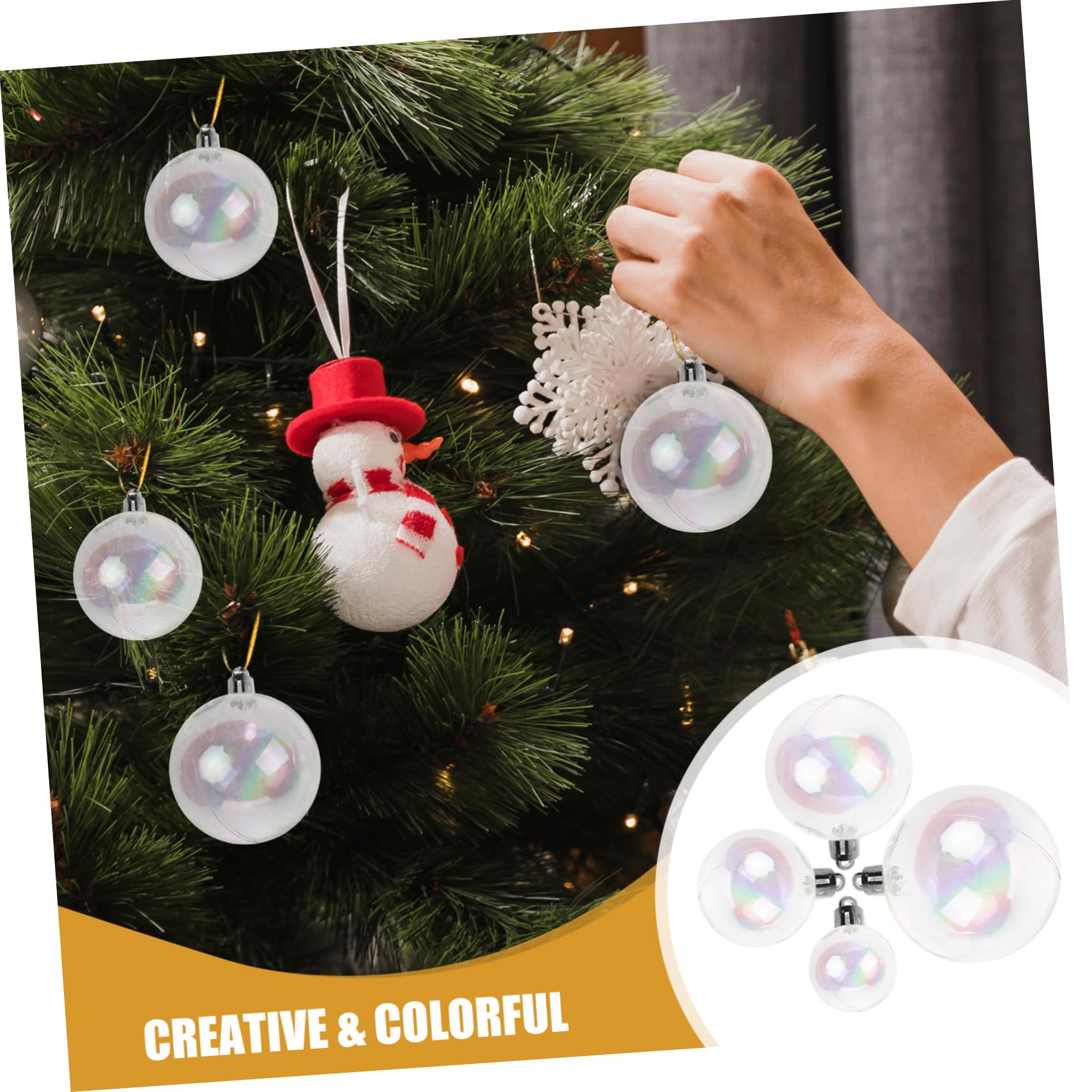Cabilock 72piezas Bolas Navideñas Transparentes Rellenables Adornos Colgantes para Decoración De Árbol De Navidad Bodas y Fiestas Decoraciones Iridiscentes
