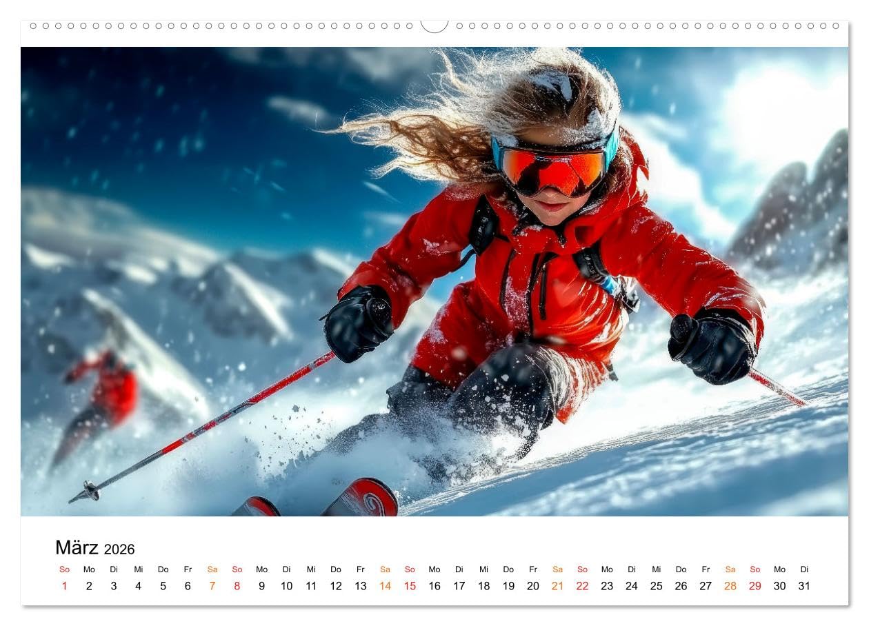 Skifahren - Frauen Power auf der Piste (Wandkalender 2026 DIN A2 quer), CALVENDO Monatskalender: Wintersport, der begeistert - wunderschön inspirierend.