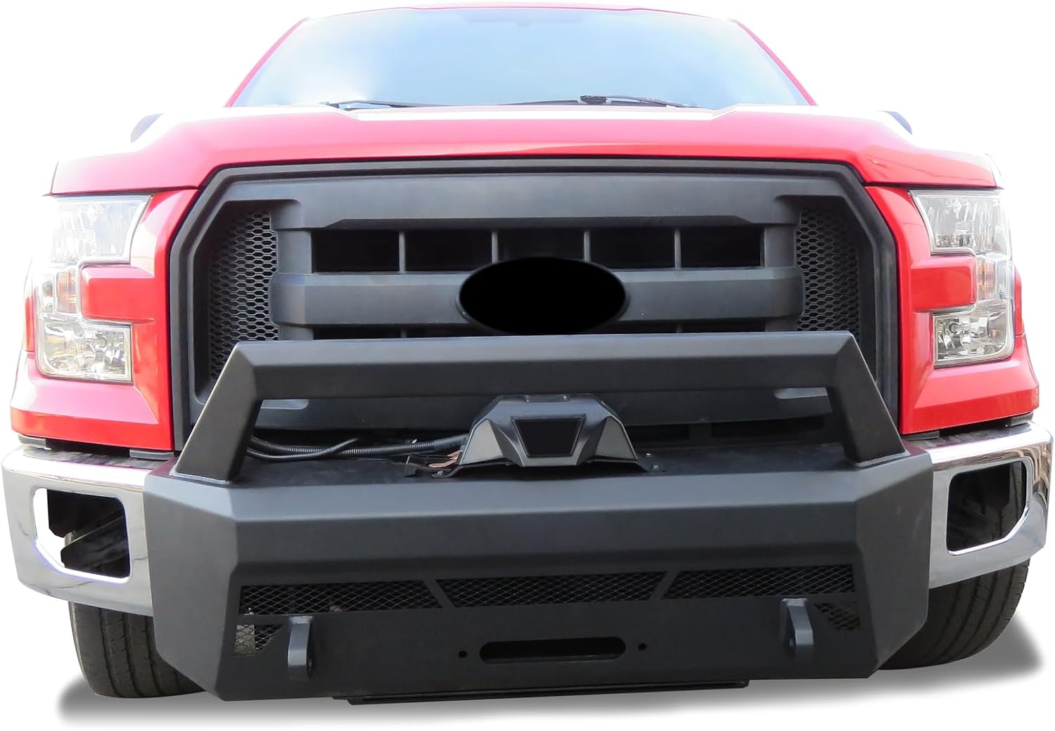 Black Horse Armour III Heavy Duty Front Winch Bumper Kit & Winch Textured Black Compatible with 2015-2017 Ford F-150-AR3LHD40-W12