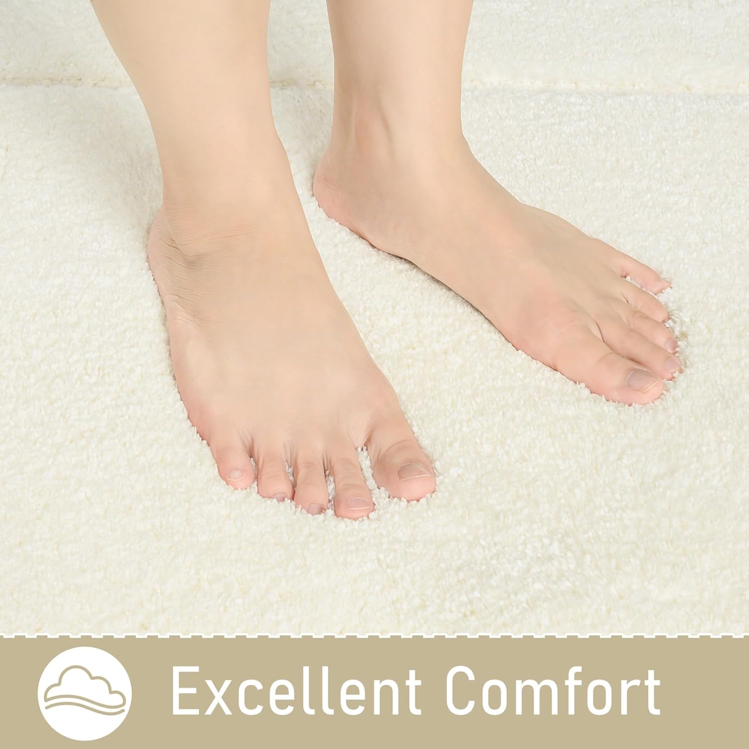 lochas bathroom rugs, 24" x 70" long bath rug, non slip washable bathroom runner rug soft thick absorbent bath mat for shower, shaggy plush luxury large bath rug, cream white cream white 24''x70''