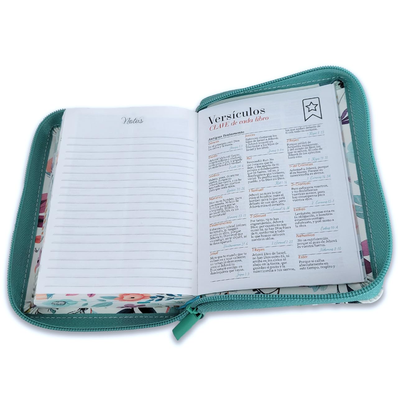 Biblia para Mujer de Tamaño Bolsillo con Cierre RV1960 jardin floral turquesa con indice y canto floral      Imitation Leather – June 12, 2025