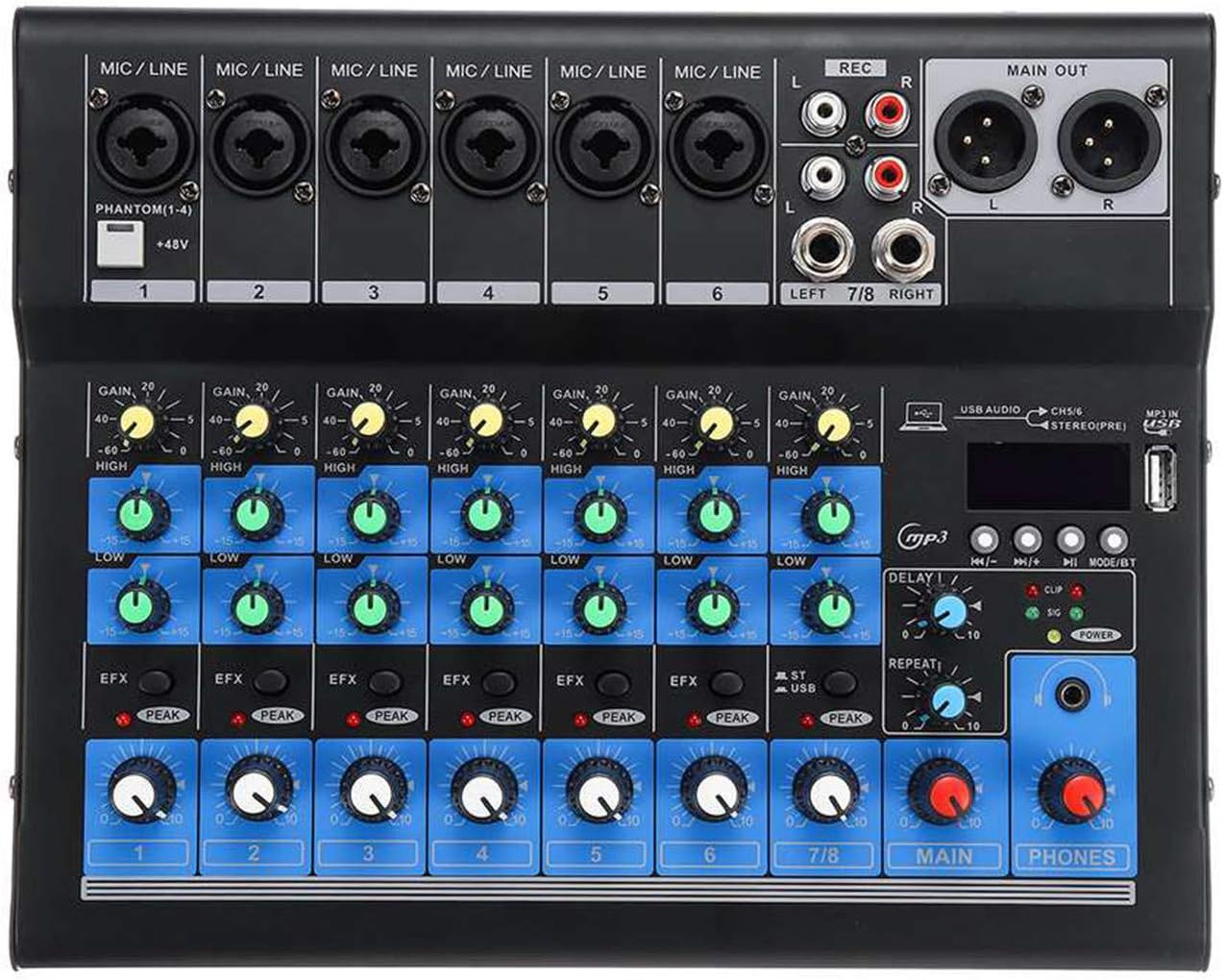 Studio Mixing Desks, 8 Channel Digital Microphone Sound Mixer Console