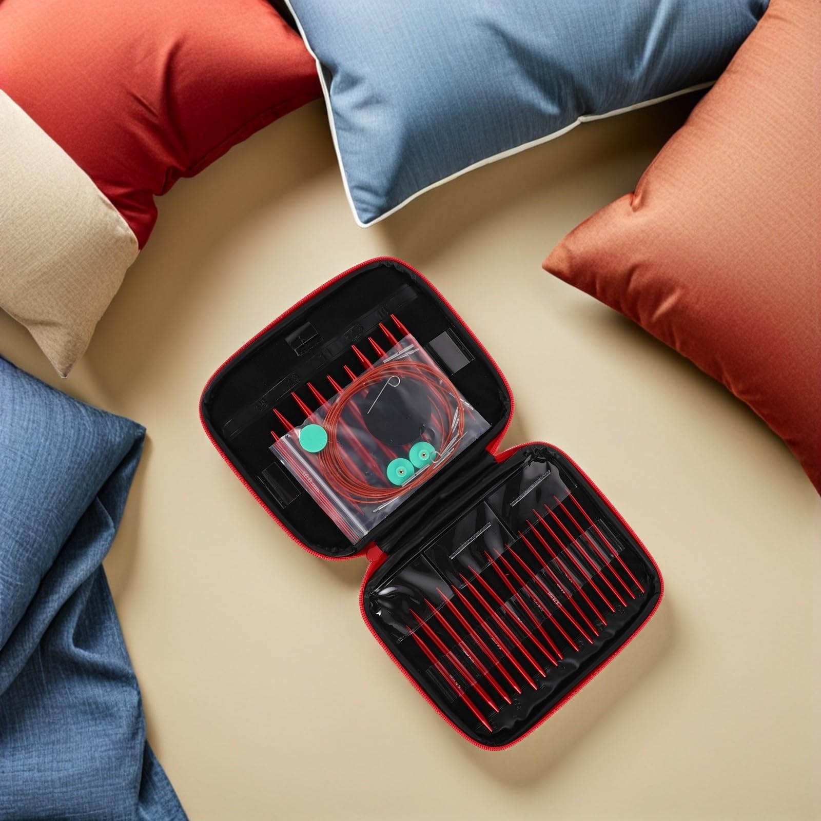 Set di Ferri Circolari Intercambiabili Rosso in Alluminio