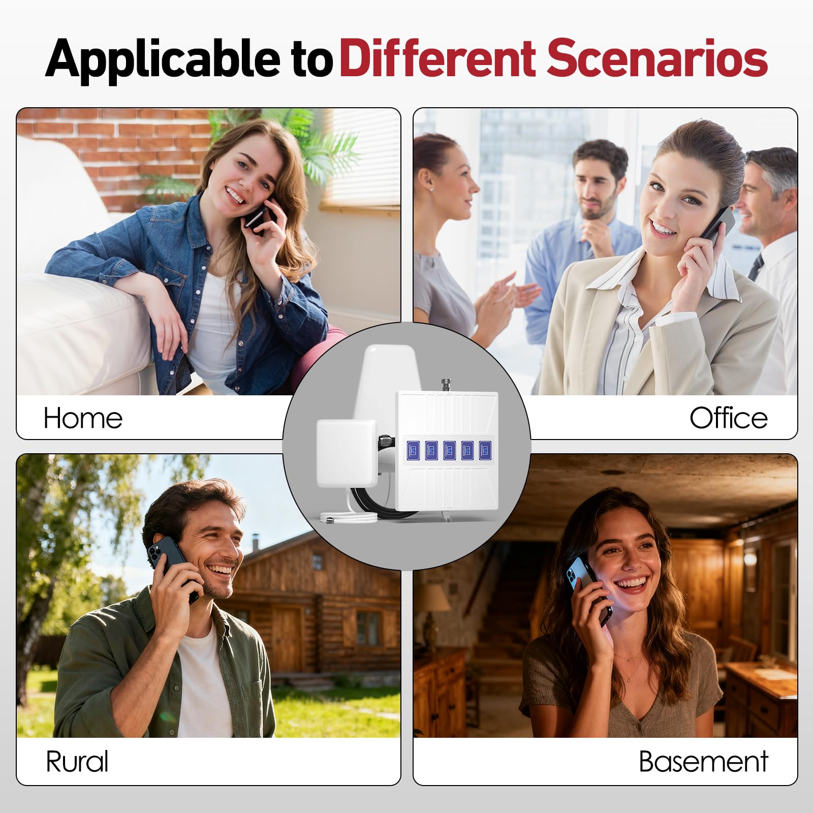 Amplificador de Señal Móvil 5G 4G LTE 3G gsm, Amplificador de Cobertura Móvil 5 Bandas 28/8/3/1/7 - Mejora Llamadas e Internet en Hogar y Oficina