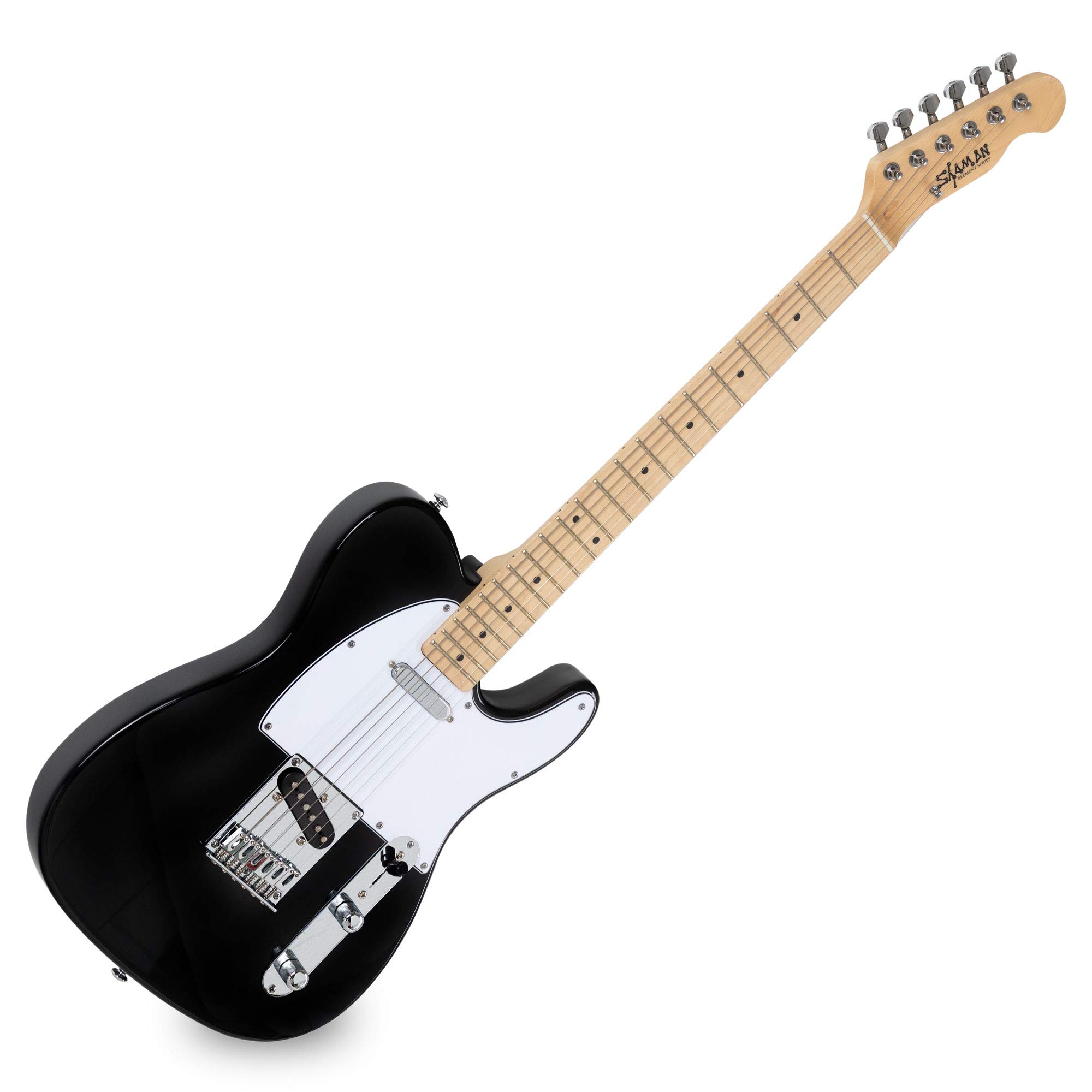 Shaman Element Series TCX-100B - E-Gitarre in TL-Bauweise - geölter Hals aus Ahorn - Ahorn-Griffbrett - schwarz | Korpus: Linde, Hals: Canadian Hard White Maple (Ahorn geölt und gewachst), Mensur: 25, 5" (65 cm), Sattelbreite: 42 mm, 5 cm