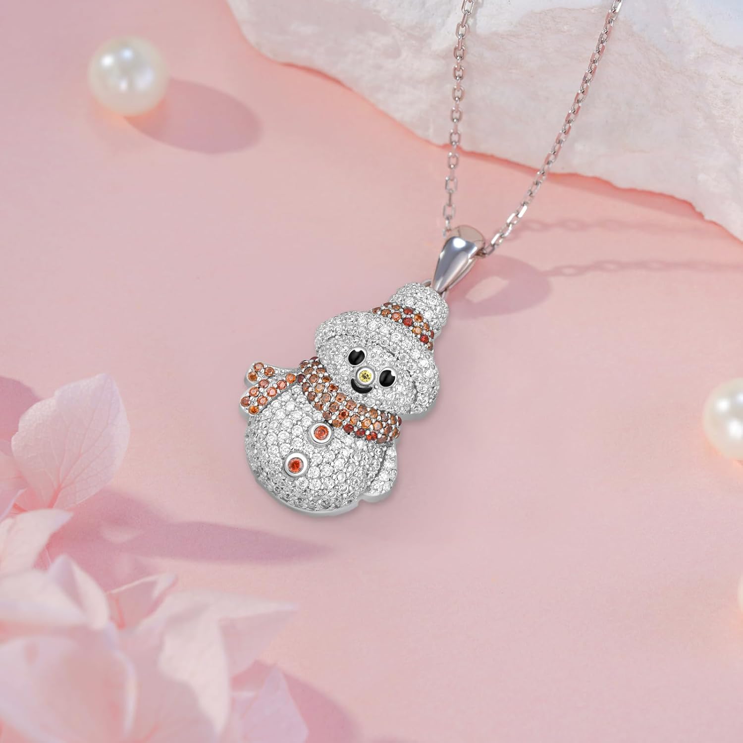 Snowman Necklace Gifts S925 Sterling Silver Christmas Gifts for Women Christmas Jewelry for Women Birthday Gifts - Image 3