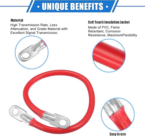 Miniatura 3 de VekAuto 1 par de cables inversores de batería de cobre, calibre 4 AWG, cable de batería de 18 pulgadas, universal para automóvil, vehículo, RV,