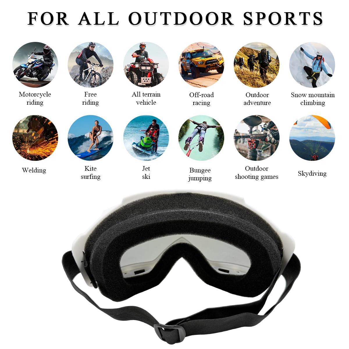 Yourkar Gafas de motocross, protección UV, ATV todoterreno, resistentes al viento, visión amplia, para montar en motocicleta