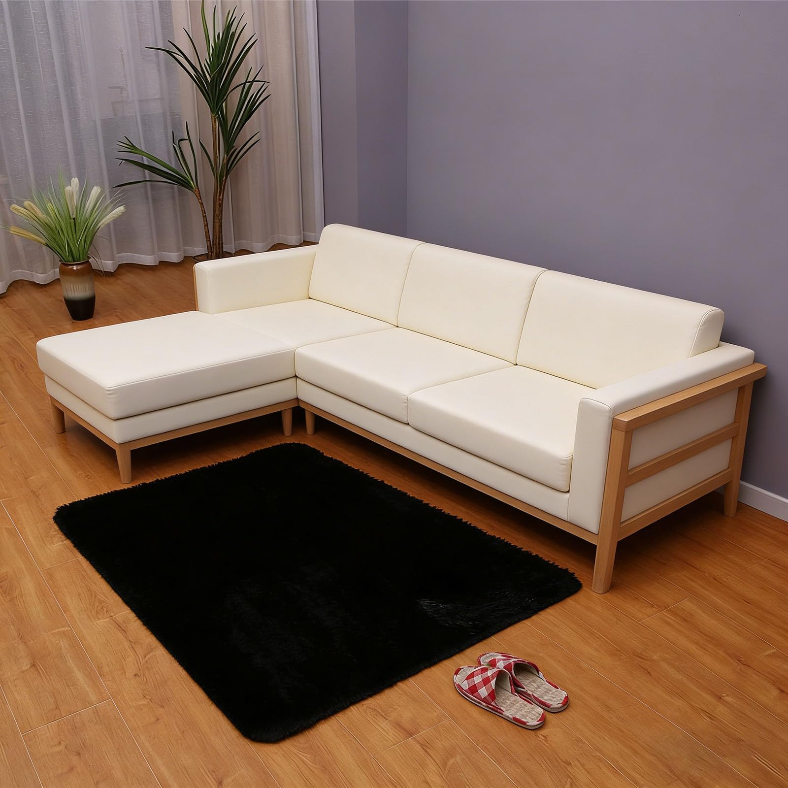 Tapis de salon 90 x 140 cm noir moderne et lavable pour chambre
