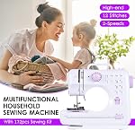 High-end Multifunctional Household Sewing Machine Adjustable 2-Speed 12 Stitches Foot Pedal LED Light with 172pcs Sewing Kit with Accessories Storage Leather Case for Beginners DIY Hand-made