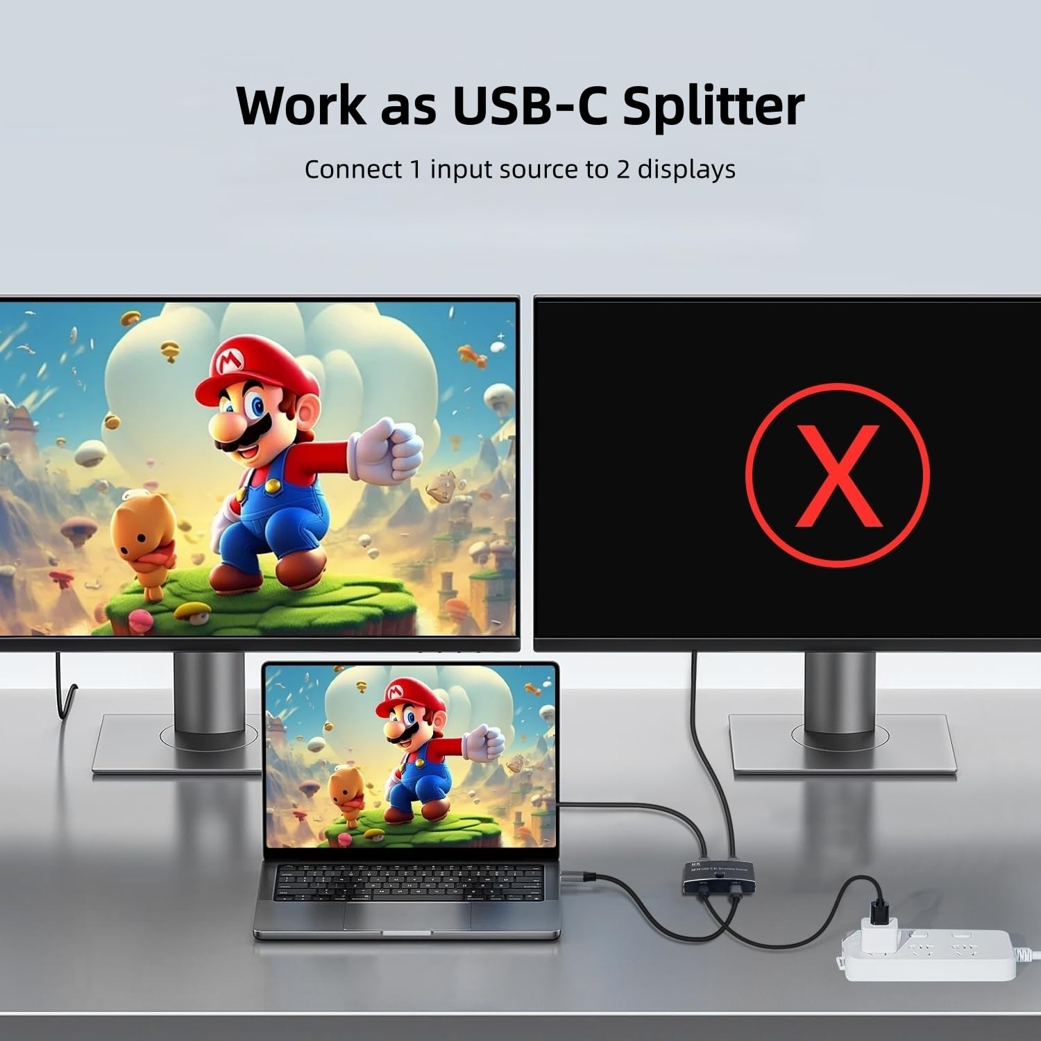 USB C Switch, Bi-Directional USB C Switcher 2 Computers, USB Type C KVM Switch 8K@60Hz 4K@120Hz Video/ 48Gbps Data Transfer, Compatible with Thunderbolt Device,2X USB-C Cables Included