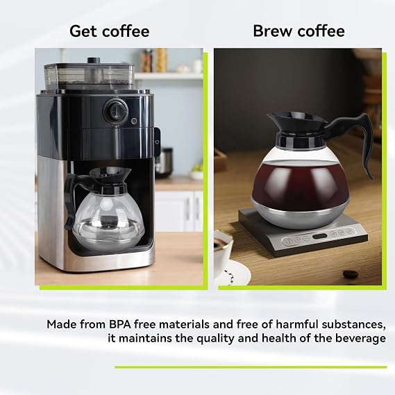 1.2QT Universal Coffee Pot, Coffee Decanter Pot Commercial Coffee Maker Pot Replacement Coffee Carafe with Comfortable Handle for Coffee Machine Stove